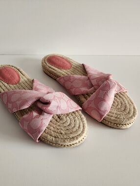 Coach Pink Charli Espadrille Signature Sandals Size 8